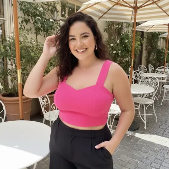 Regata Cropped Plus Size Blusa Feminina Alça Larga Bengaline