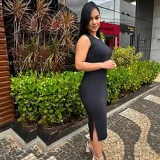 Vestido Midi Tubinho Canelado Regata com Fenda Lateral Basico Gestante