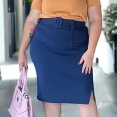 Saia Social Secretaria Midi Lapis Moda Evangelica Feminina