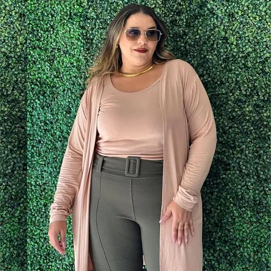 Casaco Cardigan + Regata Conjunto Plus Size Femenino 2 Peças