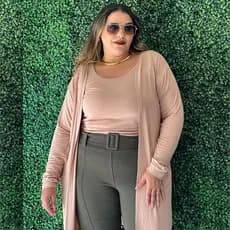 Casaco Cardigan + Regata Conjunto Plus Size Femenino 2 Peças