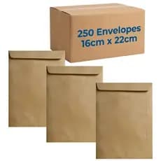Envelope 16x22cm Pardo 250 Unidades Kraft Natural Folha A5