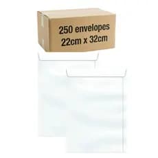 Envelope A4 Branco 250 Unidades 32x22cm Folha Saco de Papel