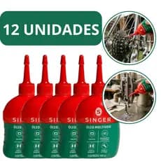Kit 12 Oleo Singer Multiuso Lubrificante 100 ml Para Maquina de Costura Ferramentas Bicicleta
