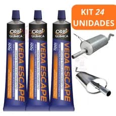 Kit 24 Cola Adesivo Veda Escapamento de Alta Temperatura Carro Moto Caminhão