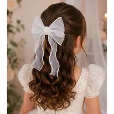 Laço Infantil Branco Daminha / Acessório para Festa, Batizado e Casamento/ laço infantil luxo/ laço batizado