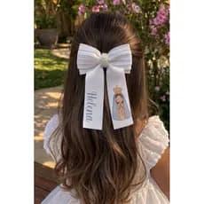 laço infantil batizado personalizado, laço infantil nossa senhora, laço batizado, laço branco