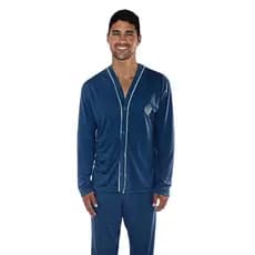 Pijama Longo Adulto Masculino Aberto Botões Manga Comprida Calça Pós Operatório Hospital 040LA
