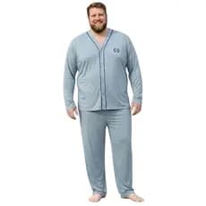 Pijama Adulto Longo PLUS SIZE Masculino Roupa de Dormir Homem Aberto Extra Grande Pos Cirúrgico