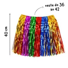 Saia Metalizada de franjas Colorida Carnaval