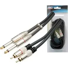 MXT Cabo Plug 2rca + 2 P10 Mono 6.34mm Gold 24k 1.80 Metros