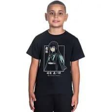 Camiseta de algodão Infantil Anime Personagem Muichiro Demon Slayer Casual