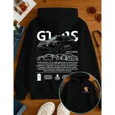 Blusa De Frio Moletom Canguru Streetwear De Corrida Porsche Gt3 Rs Preta