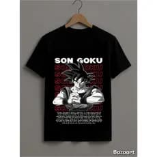 Camiseta 100% Algodao Anime Dragon Ball – Son Goku Clássico Preto e Branco – Moda Geek