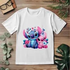 Camiseta 100% Algodao Tecido Premium, com estampa do STITCH, disponíveis em três cores!
