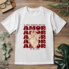 Camiseta 100% Algodão com estampa de amor! Diversas opções de tamanhos e três cores disponíveis!!