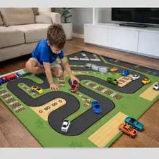 Tapete Atividades Infantil Pista Corrida Carrinho 200x100cm Lona impressa
