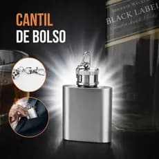 Cantil Porta Whisky Tequilla Licor Mini Garrafa Inox 28ml Chaveiro de Bolso