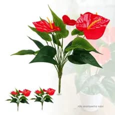 Planta Artificial Antúrio Arranjo Vermelho Folhagem Tropical Jiboia Costela de Adão