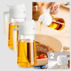 Galheteiro De Azeite E Vinagre Vidro 500ml Borrifador Branco Off White
