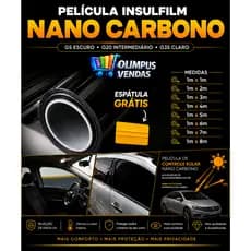 Insulfilm Nano Carbono 1mt automotivo e residencial