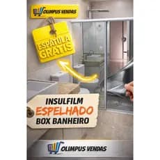 Insulfilm Espelhado Prata 75cm Privacidade Para Vidro Janela Box Banheiro Blindex