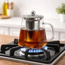 Chaleira Bule Vidro Borossilicato Difusor Aço Inox 550ml Vai Direto ao Fogo