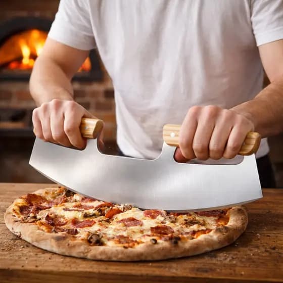 Cortador de Pizza Profissional 35cm em Aço Inox Meia Lua