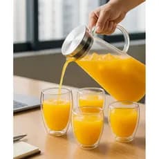 Jarra de Vidro Borossilicato 1500ml com Tampa Inox Vedação em Silicone