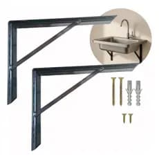 Mão Francesa Reforçada Par 40x30cm Suporte 100kg Perfil L Prateleira Bancada Granito Mármore Pia Aço Carbono