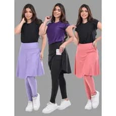 Kit 3 Calça Saia Fitness Moda Evangelica Academia