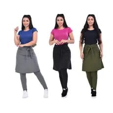 Kit 3 Calças Fitness Moda Evangelica Com Saia Academia Caminhada Com Laço