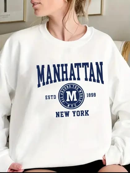 Moletom Feminino Blusa de Frio Grossa Casaco Grosso Sem Capuz Flanelado Estampado Lançamento