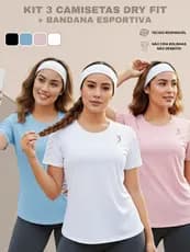 Kit 3 Camisetas Femininas Dry Fit Academia Fitness Corrida Treino Esportivo Confortável Fresquinha