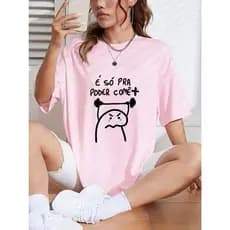 Camiseta Feminina Estampada Academia Treino Oversized 100% Algodão Linha Premium