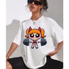 Camiseta Feminina Oversized Meninas Superpoderosas - 100% Algodão Streetwear Academia Fitness