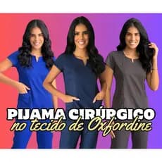 PIJAMA CIRÚRGICO FEMININO MODELO DECOTE CORTE NO TECIDO DE MICROFIBRA