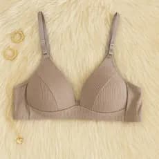 Sutiã Feminino Canelado Sem Aro e Com Bojo Soft Confortável – Alça Regulável M G GG Preto e Bege