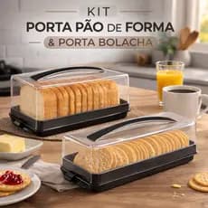 Kit Porta Pão de Forma e Porta Bolacha  - Pote cozinha Biscoito Torradas De Acrílico Com Tampa Cozinha Organizada
