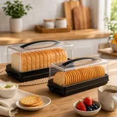 Kit Porta Pão de forma + Pote Porta Biscoito, Torrada, Bolacha -  Pote Aclylico cristal com Tampa
