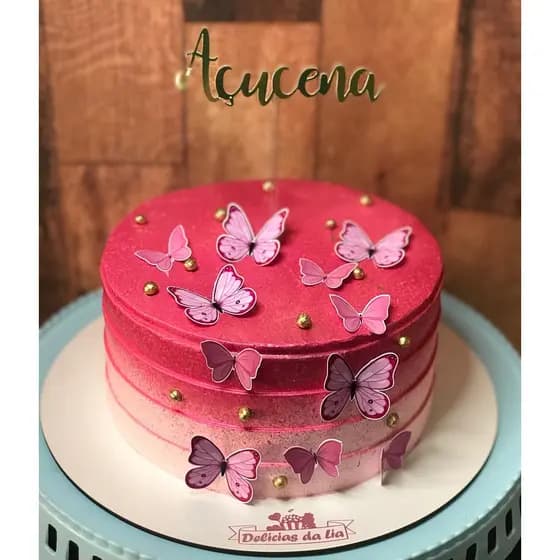 Topo de Bolo Personalizado. Tema: Borboletas