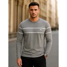 Camiseta Manga Longa Casual Masculina Homem Moderno Gola Careca Premium