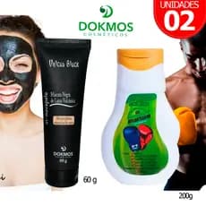 Kit Nocauteador Gel Massageador Dokmos 200g Dores Musculares + Vulcan Black  Máscara Removedora De Cravos 60g
