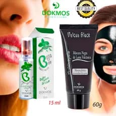 Kit Vulcan Black Máscara Removedora De Cravos mascara negra +  Aromatizante Bucal Beija Bem Menta Spray 100% Na