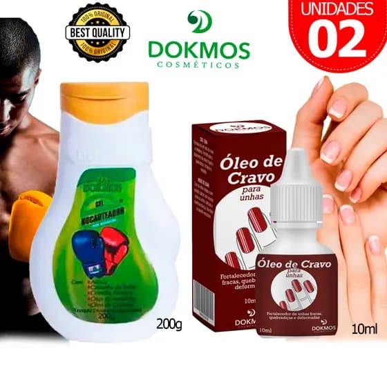 Kit Óleo De Cravo para Unhas Melaleuca 10ml + Nocauteador Gel Massageador Dokmos 200g Dores Musculares