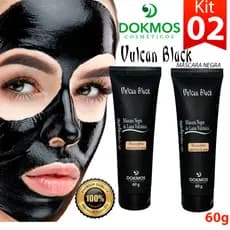 Kit Máscara Removedora De Cravos Vulcan Black 02 Unidades 60g mascara negra Carvão Limpeza Profunda