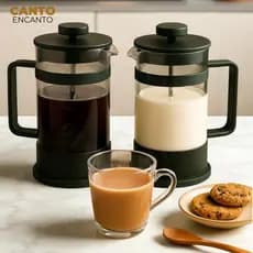 Cafeteira Prensa Francesa Café Gourmet Cremeira Leite e Chá 600ml/300ml Cafeteria Barista