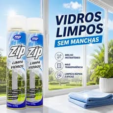 Limpa Vidro ZIP Spray Limpeza Profunda sem Manchas Secagem Rápida Janela Espelhos Box e Para-brisas