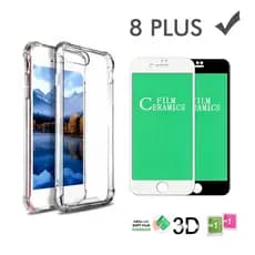 Película de Cerâmica 3D e Capa Transparente para iPhone  8 PLUS
