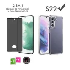 Película 3D Samsung Galaxy S22 + Capa Transparente TPU Anti Shock